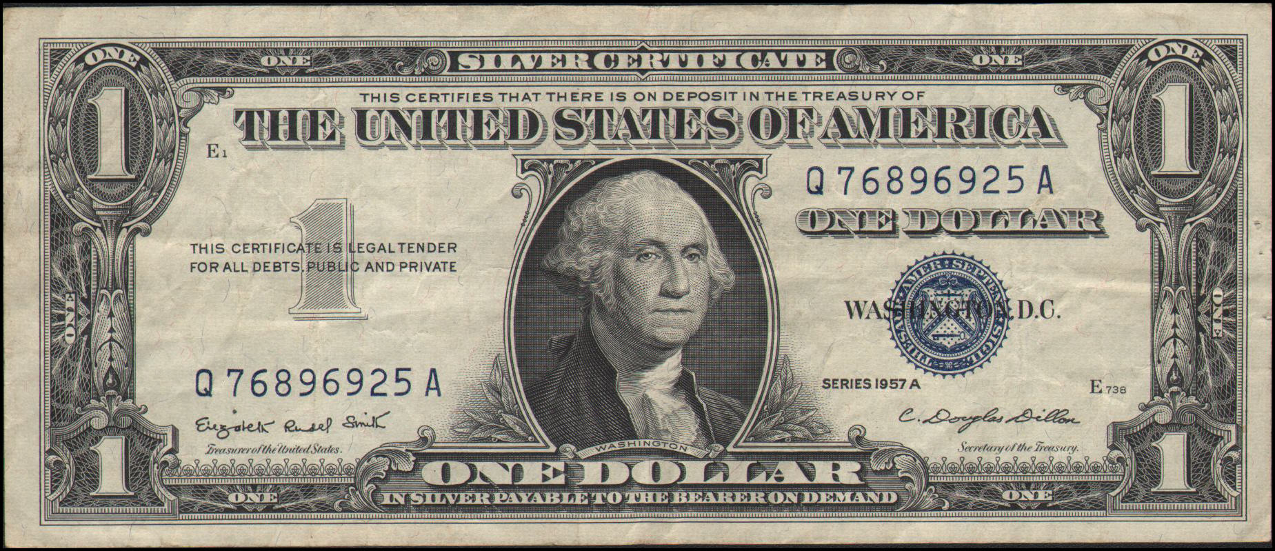One Dollar Silver Certificate Series 1957 A
